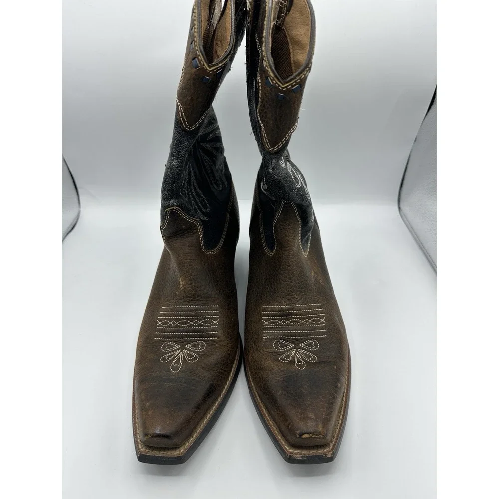 Ariat Daisy 10004577 Womens 9.5B Brown Blue Leather Snip Toe Cowboy Boots - Picture 5 of 8